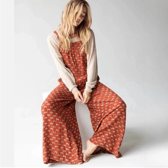 NATURAL LIFE Pants - NATURAL LIFE Terracotta Patterned Jumpsuit